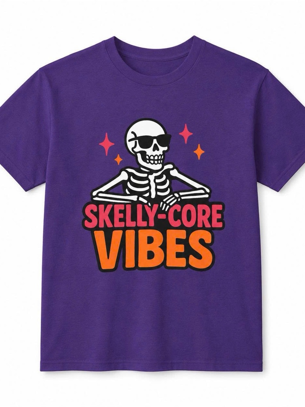 Purple Tee with Skelly-Core Vibes Graphic